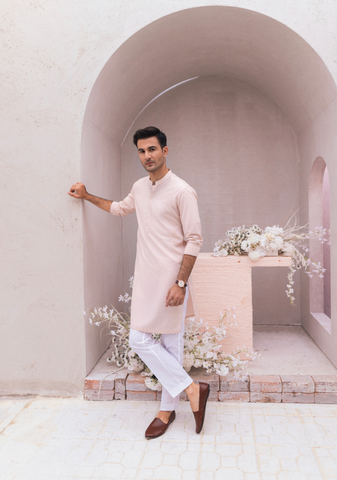 PALE SALMON KURTA & TROUSERS