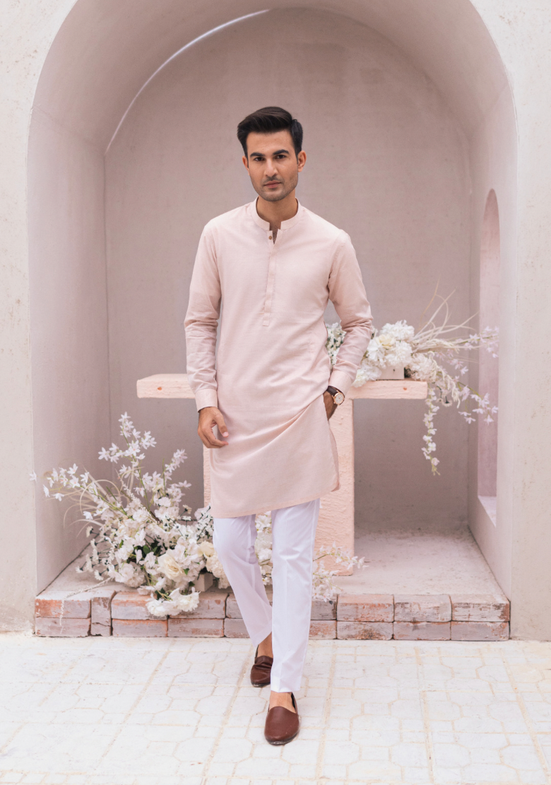 PALE SALMON KURTA & TROUSERS