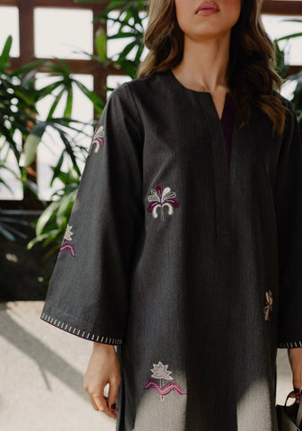 Charcoal Grey Embroidered Set