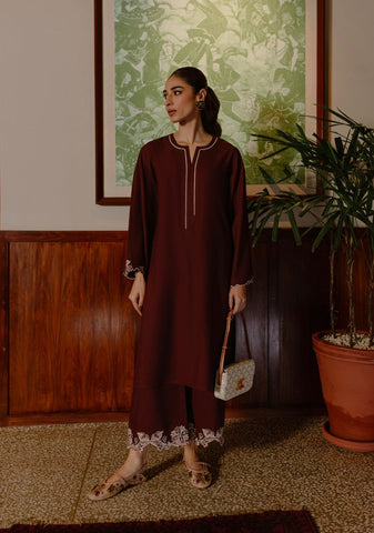 Burgundy Embroidered Set