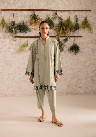 Sage Embroidered Set W/ Skinny Shalwar